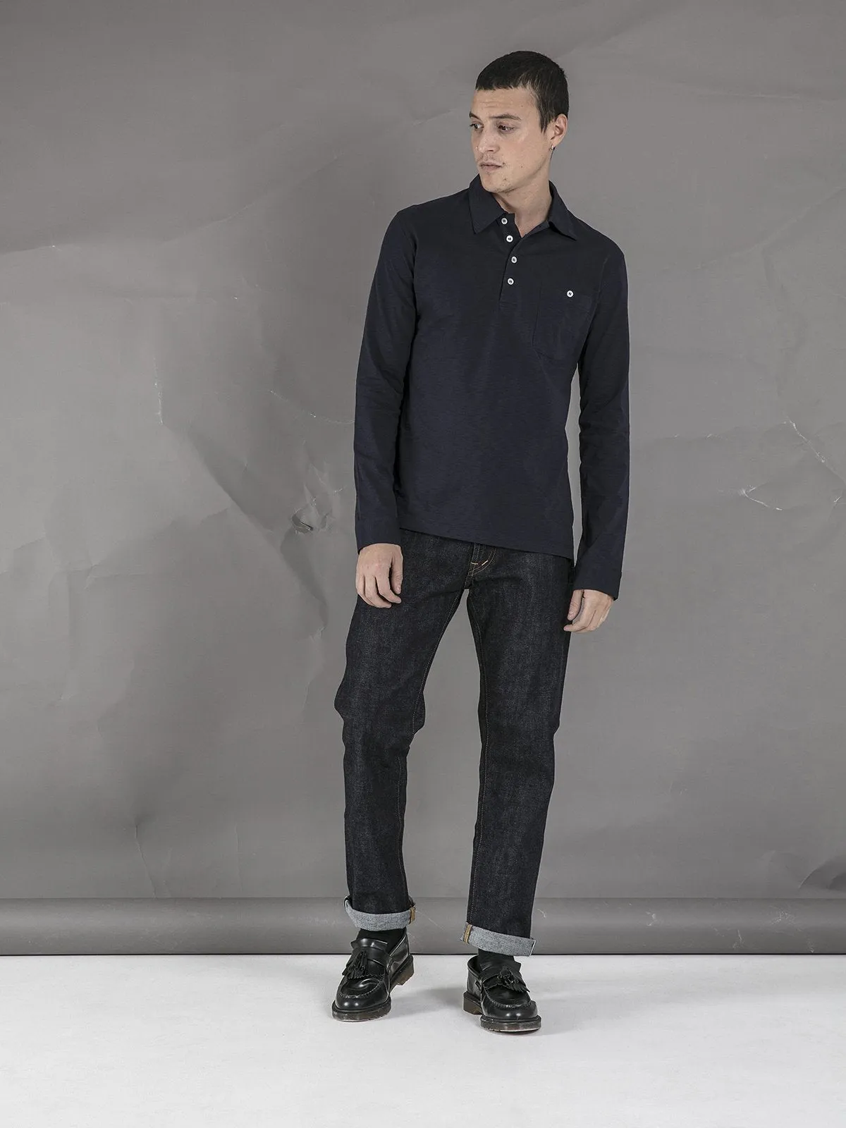 Long Sleeve Polo - Navy