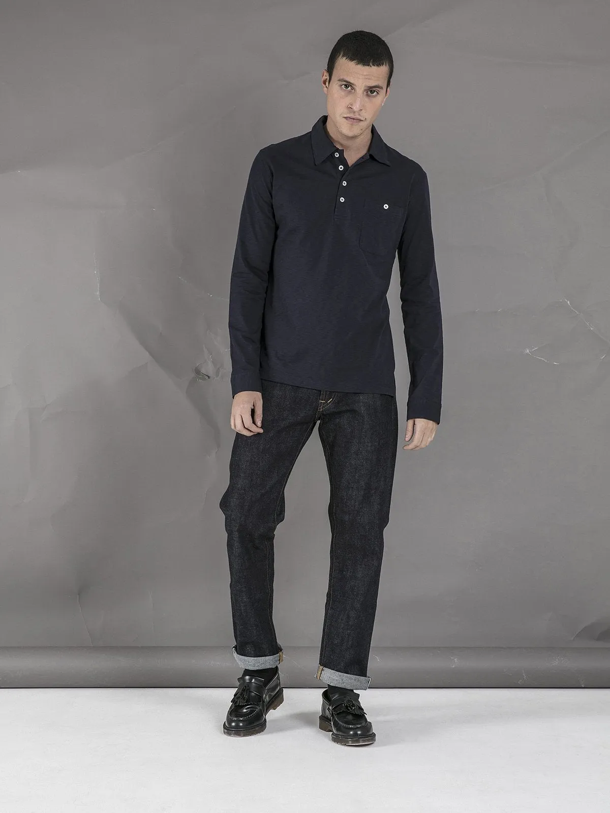Long Sleeve Polo - Navy