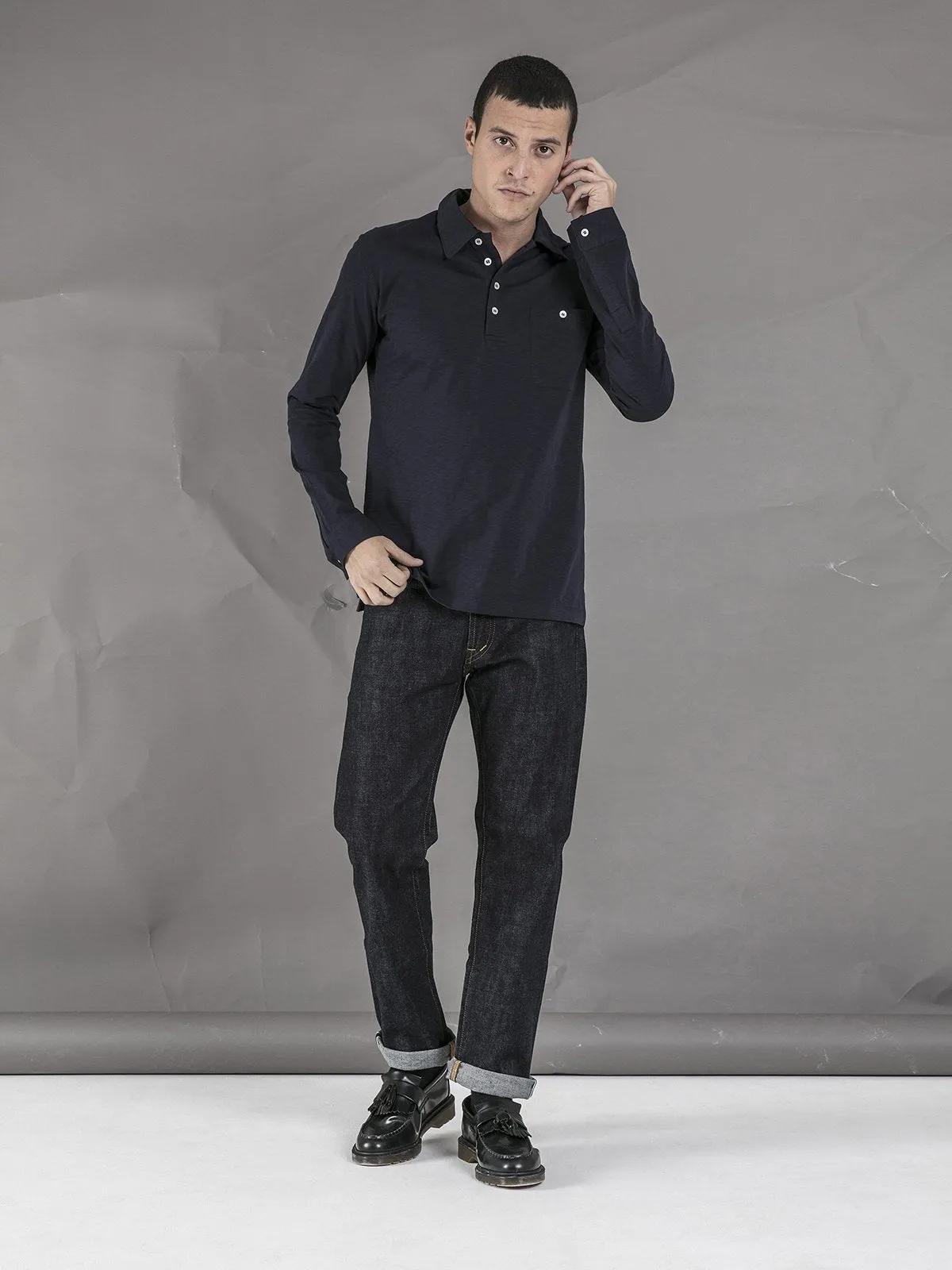 Long Sleeve Polo - Navy