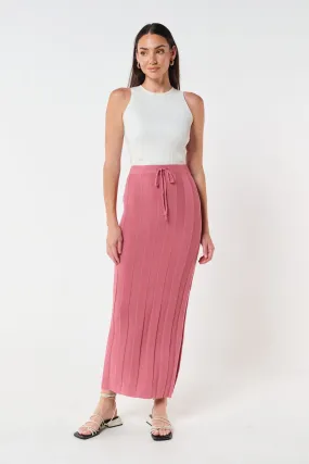 Lulu Column Knit Midi Skirt - Rose
