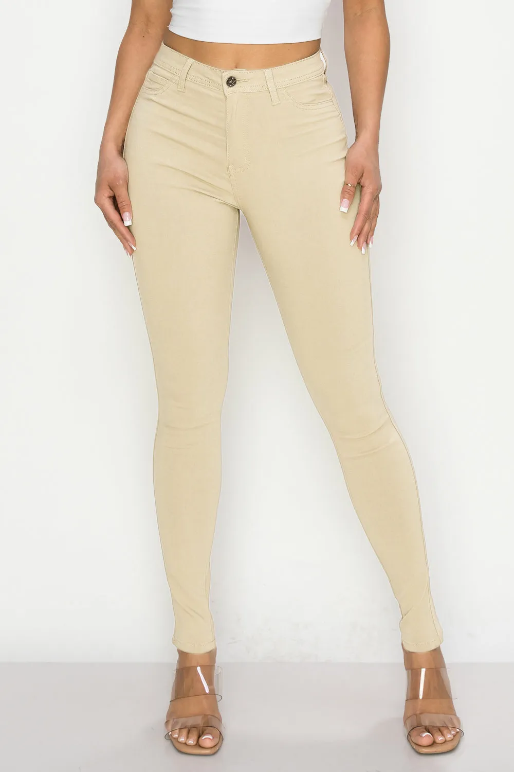 LV-300 CREAM HIGH WAISTED COLORED JEANS