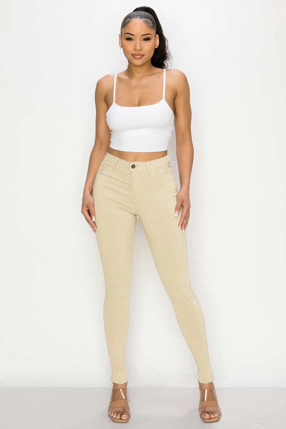 LV-300 CREAM HIGH WAISTED COLORED JEANS
