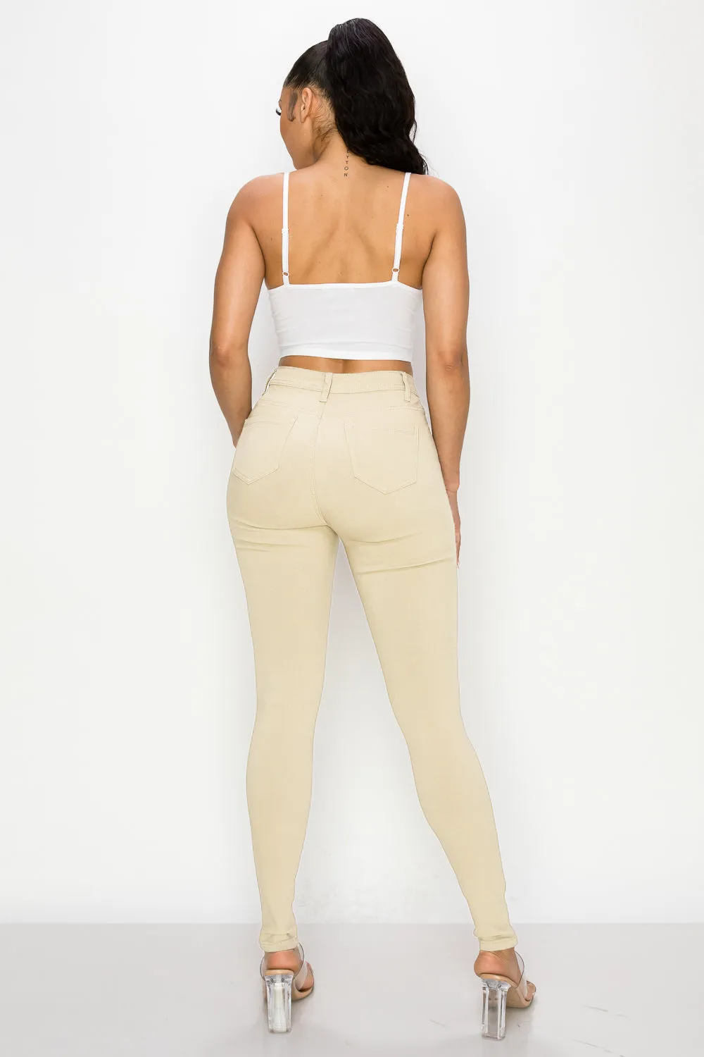 LV-300 CREAM HIGH WAISTED COLORED JEANS