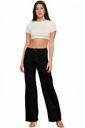 LVB-200 BLACK HIGH WAISTED SUPER-STRETCH COLORED WIDE LEG JEANS