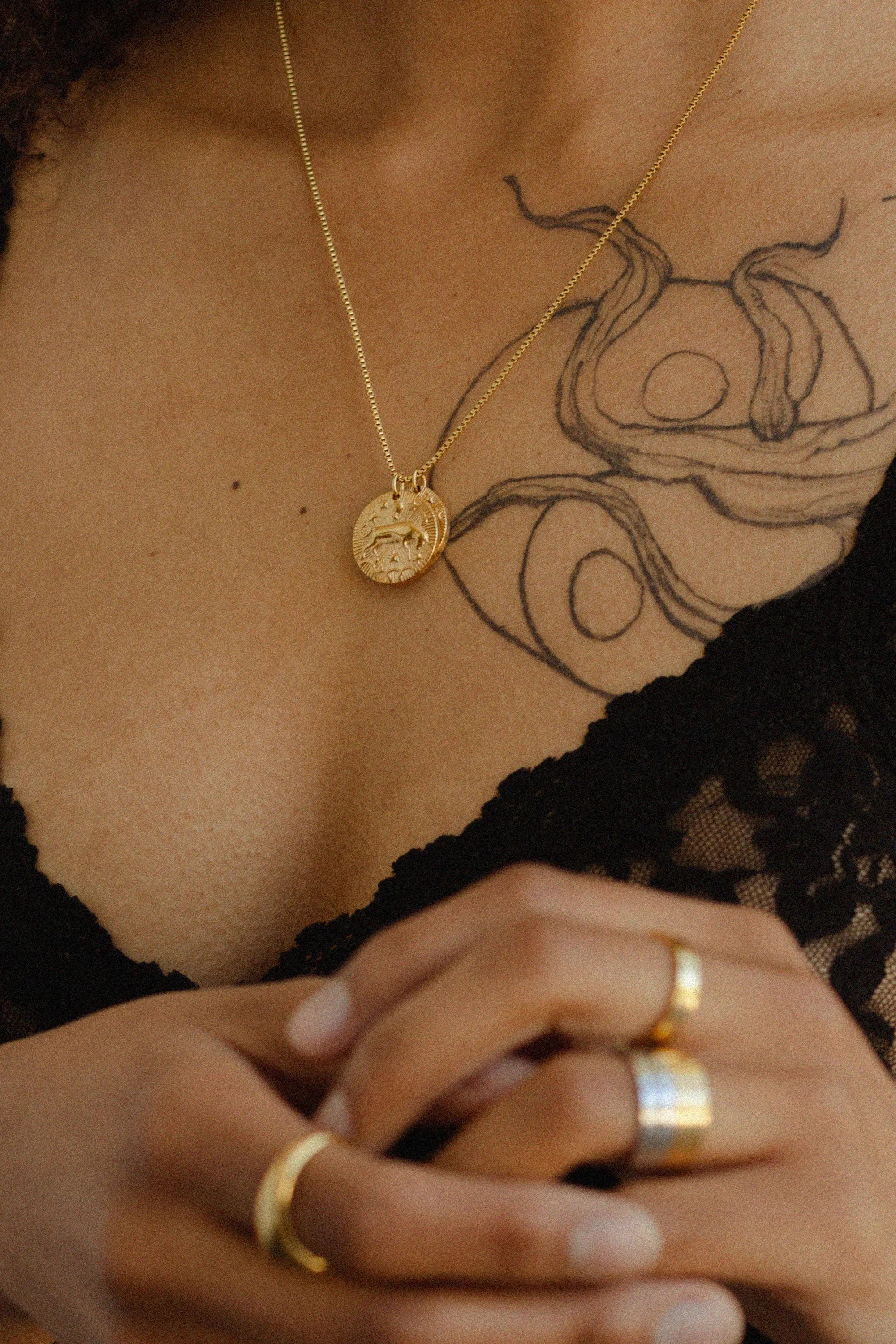Medallion Disc Zodiac Necklace