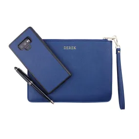 Navy - Small Saffiano Pouch