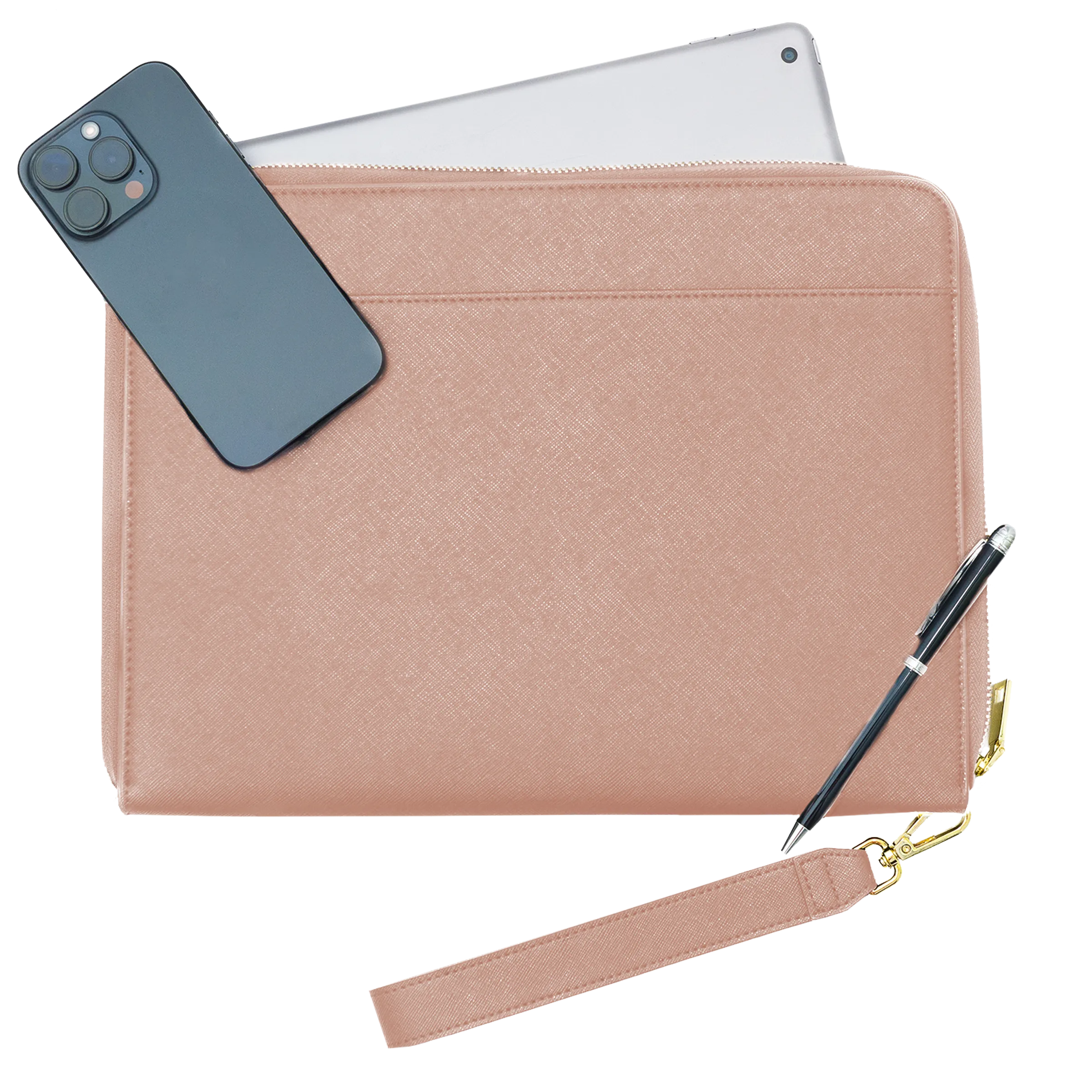 Nude - Large Saffiano Pouch