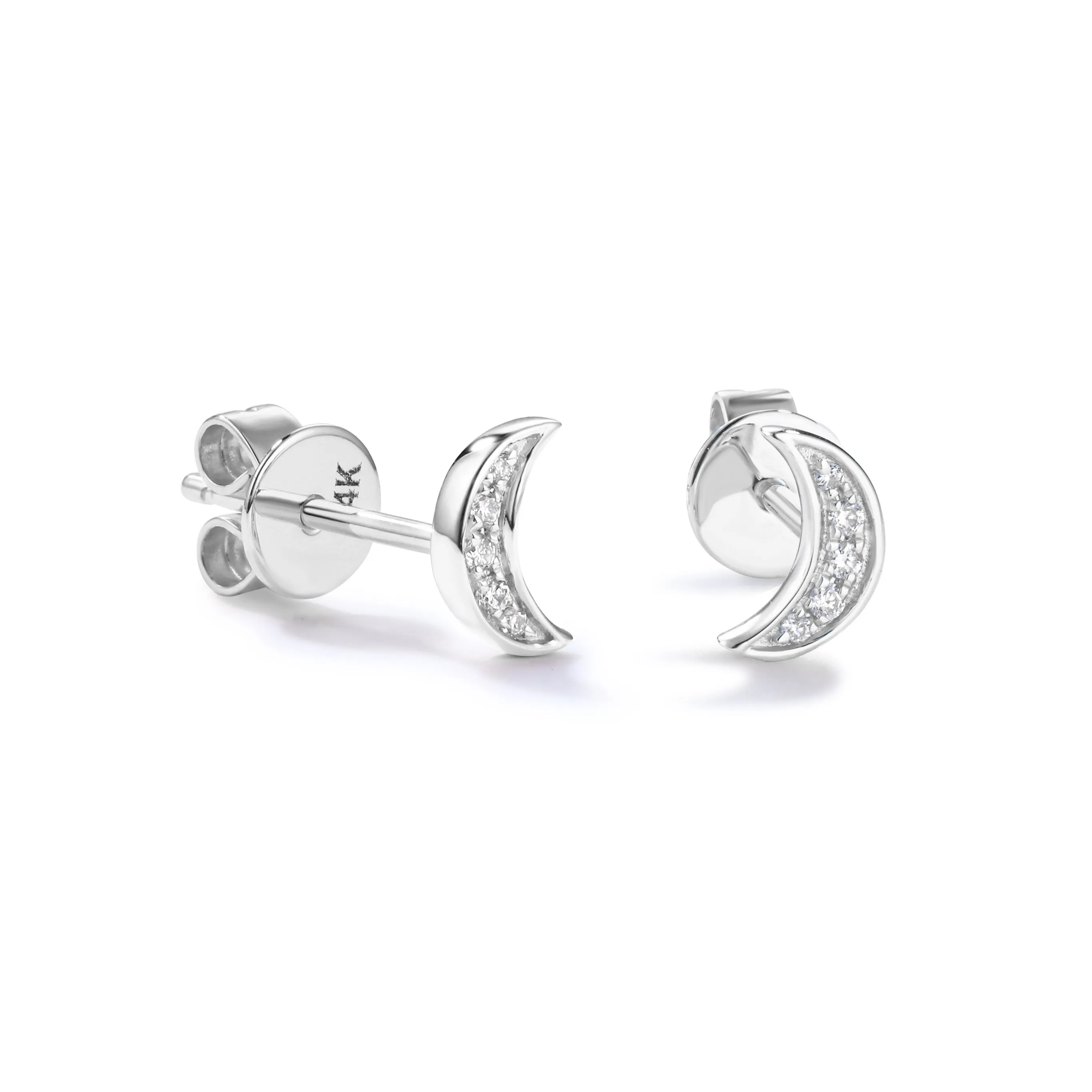 Orchid Gems Crescent Moon Stud Earrings
