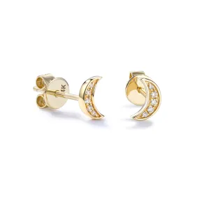 Orchid Gems Crescent Moon Stud Earrings