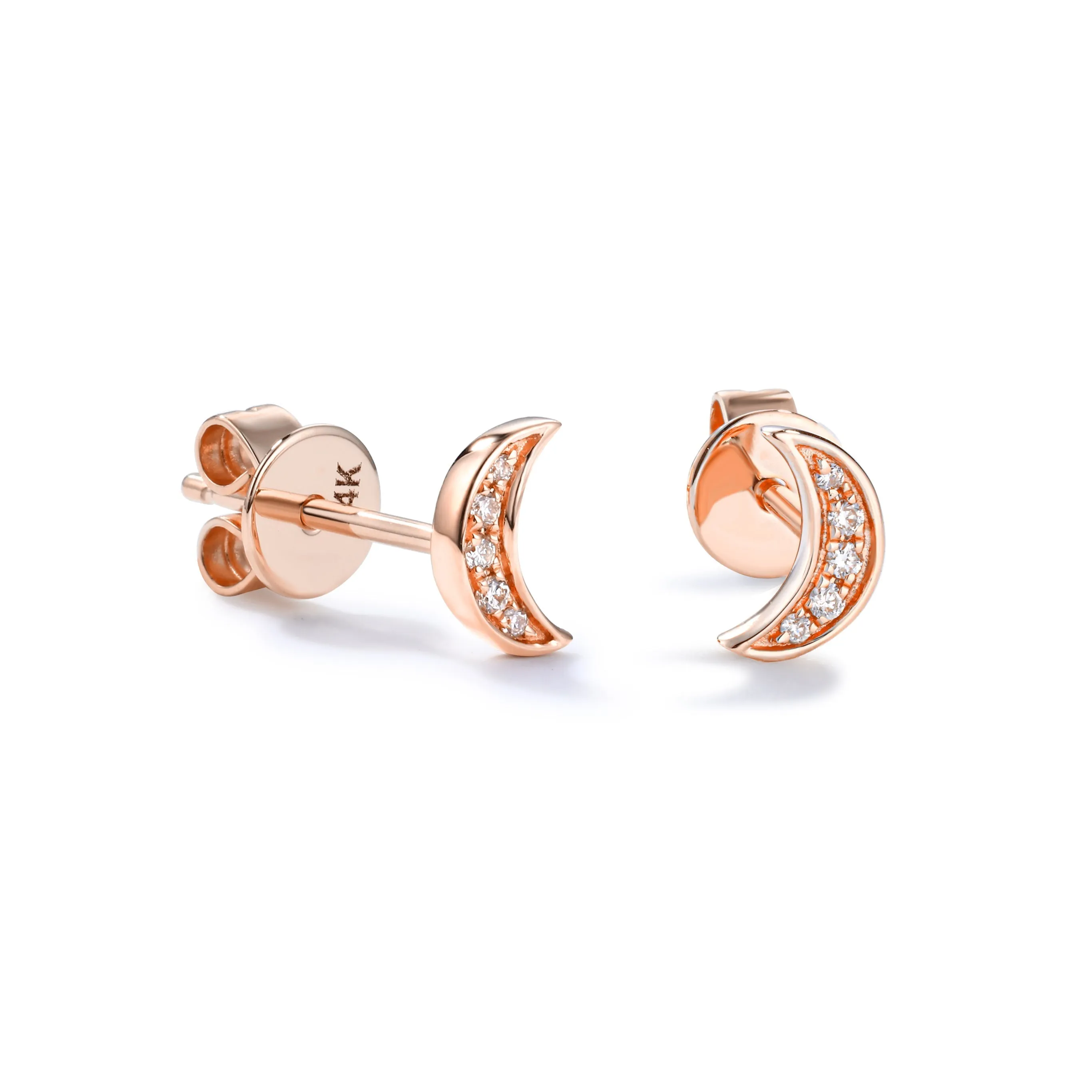 Orchid Gems Crescent Moon Stud Earrings