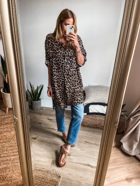 Oversized Leopard Print Shirt