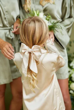 Personalised Bridal Luxury Satin Hair Bow Scrunchie - Nude