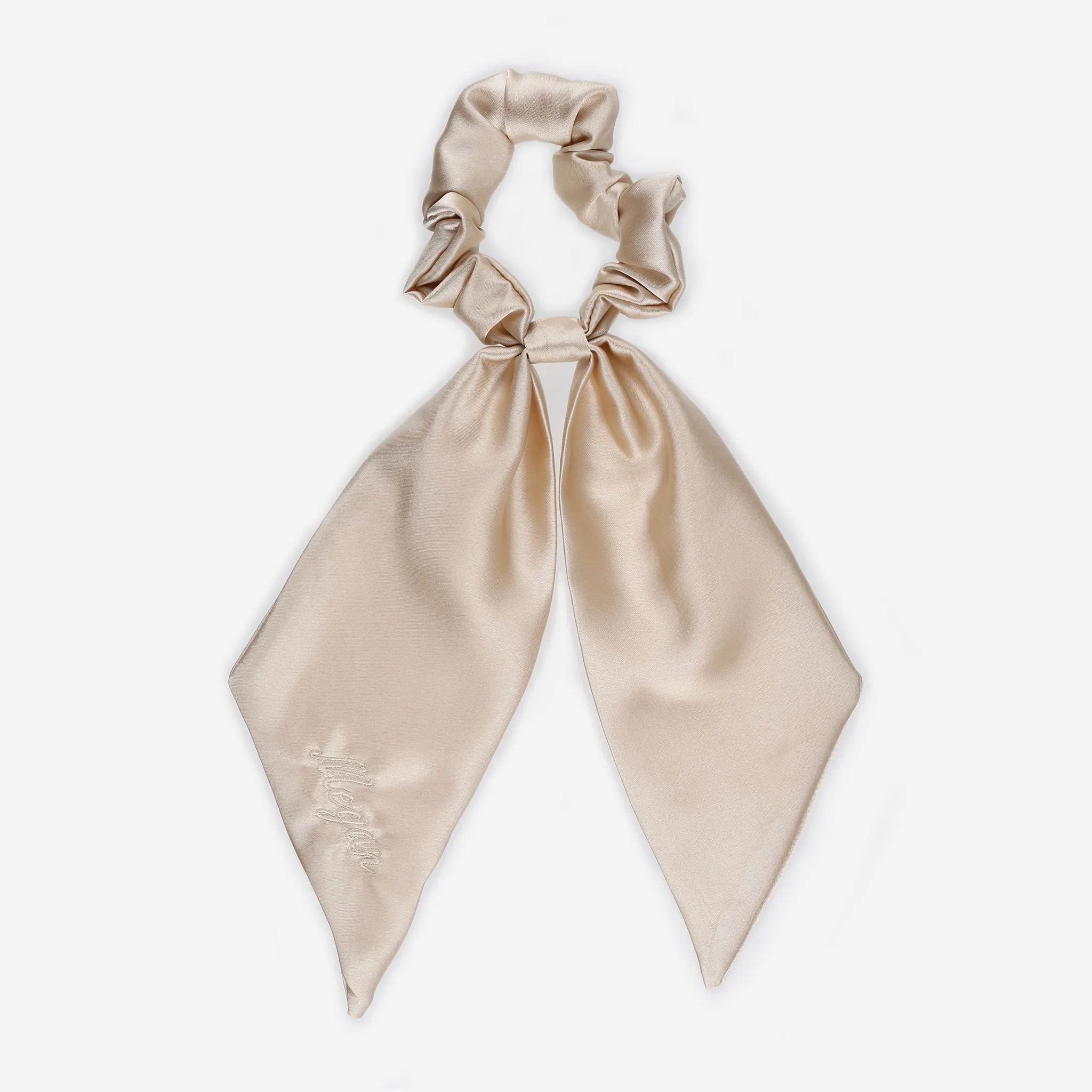 Personalised Bridal Luxury Satin Hair Ribbon Scrunchie - Nude