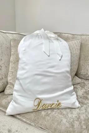 Personalised Christmas Luxury Satin Sack - White