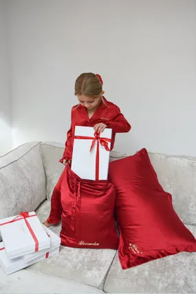 Personalised Christmas Satin Oxford Pillowcase - Red