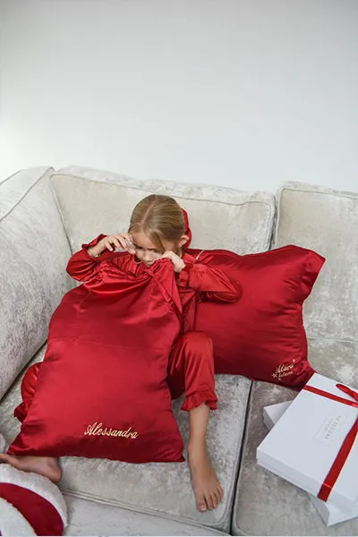 Personalised Christmas Satin Oxford Pillowcase - Red