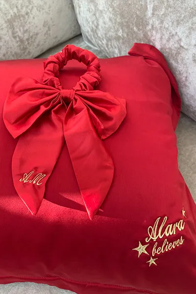 Personalised Christmas Satin Oxford Pillowcase - Red
