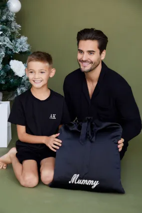 Personalised Christmas Satin Sack - Black