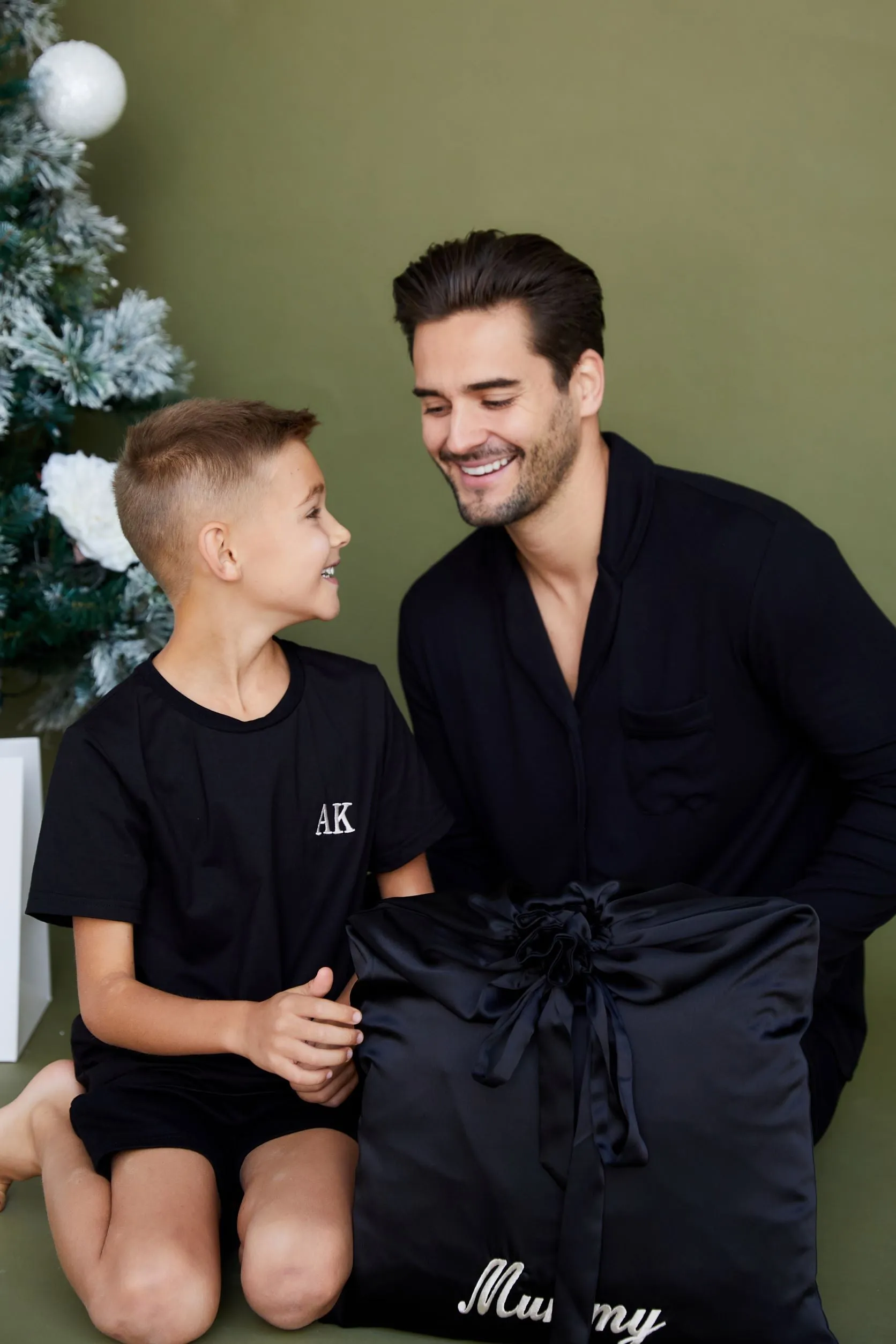 Personalised Christmas Satin Sack - Black