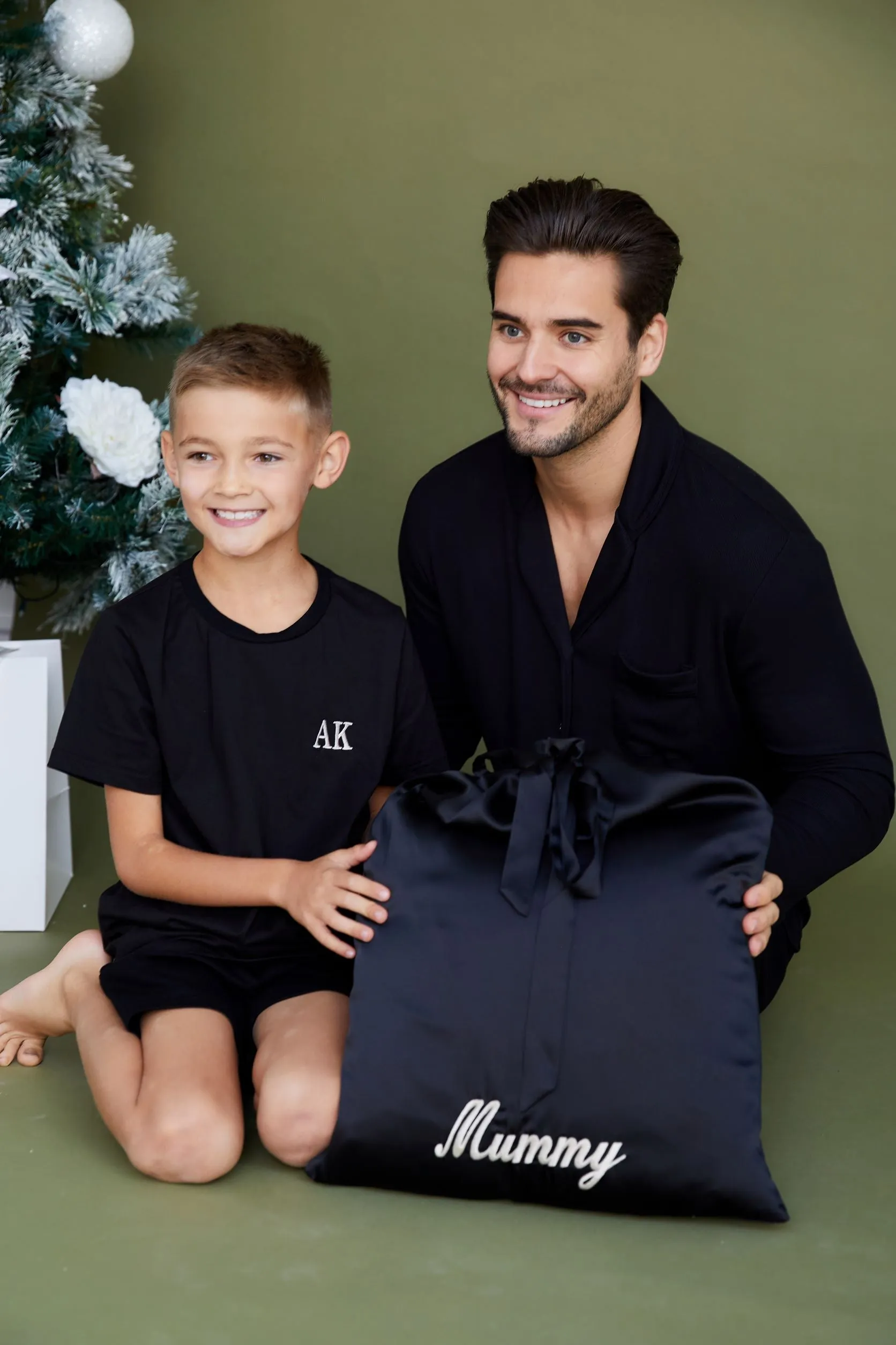 Personalised Christmas Satin Sack - Black