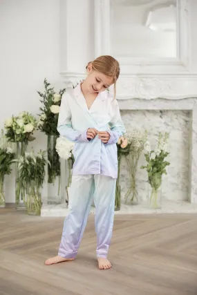 Personalised Girls Satin Long Sleeve Pyjama Set - Rainbow