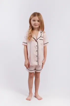 Personalised Girls Satin Short Sleeve Pyjama Set - Pink