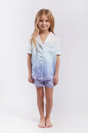 Personalised Girls Satin Short Sleeve Pyjama Set - Rainbow