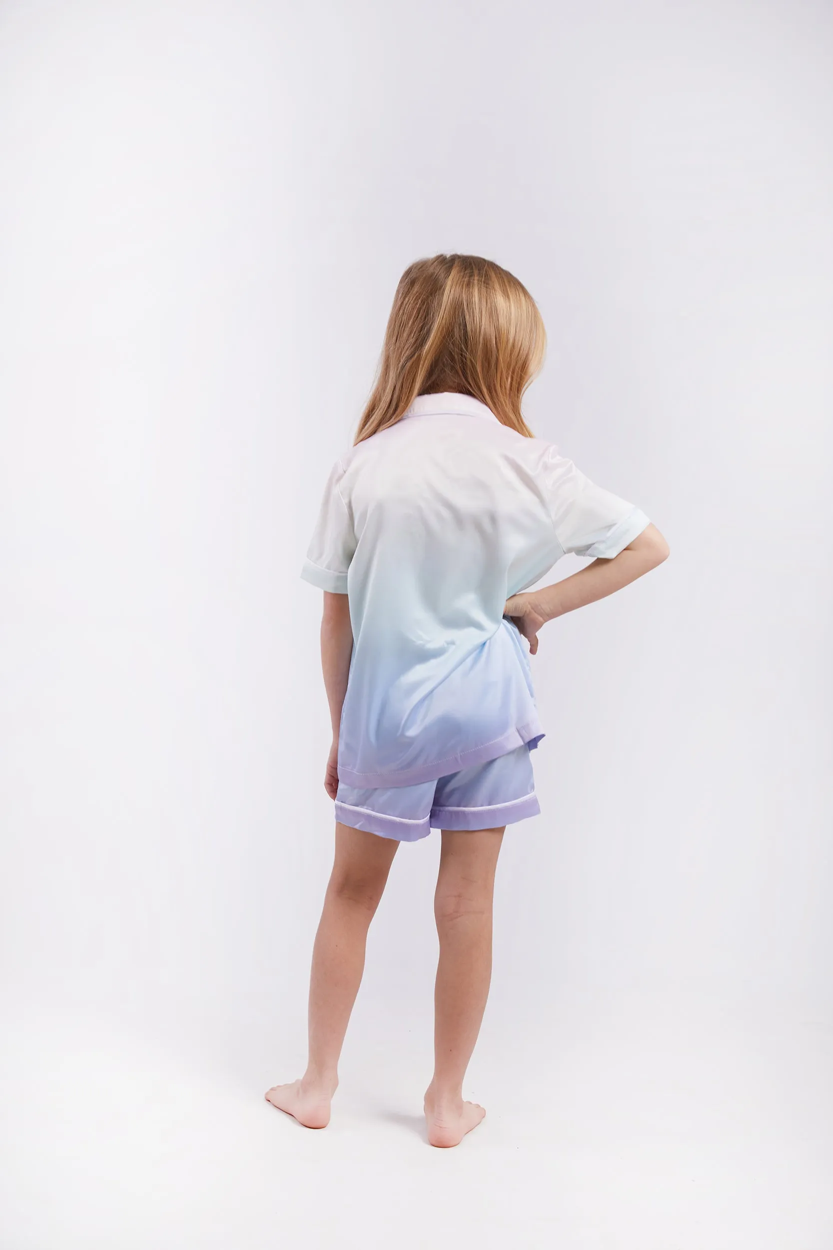 Personalised Girls Satin Short Sleeve Pyjama Set - Rainbow
