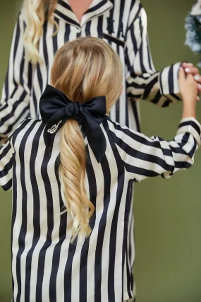 Personalised Luxury Satin Hair Bow Scrunchie - Black