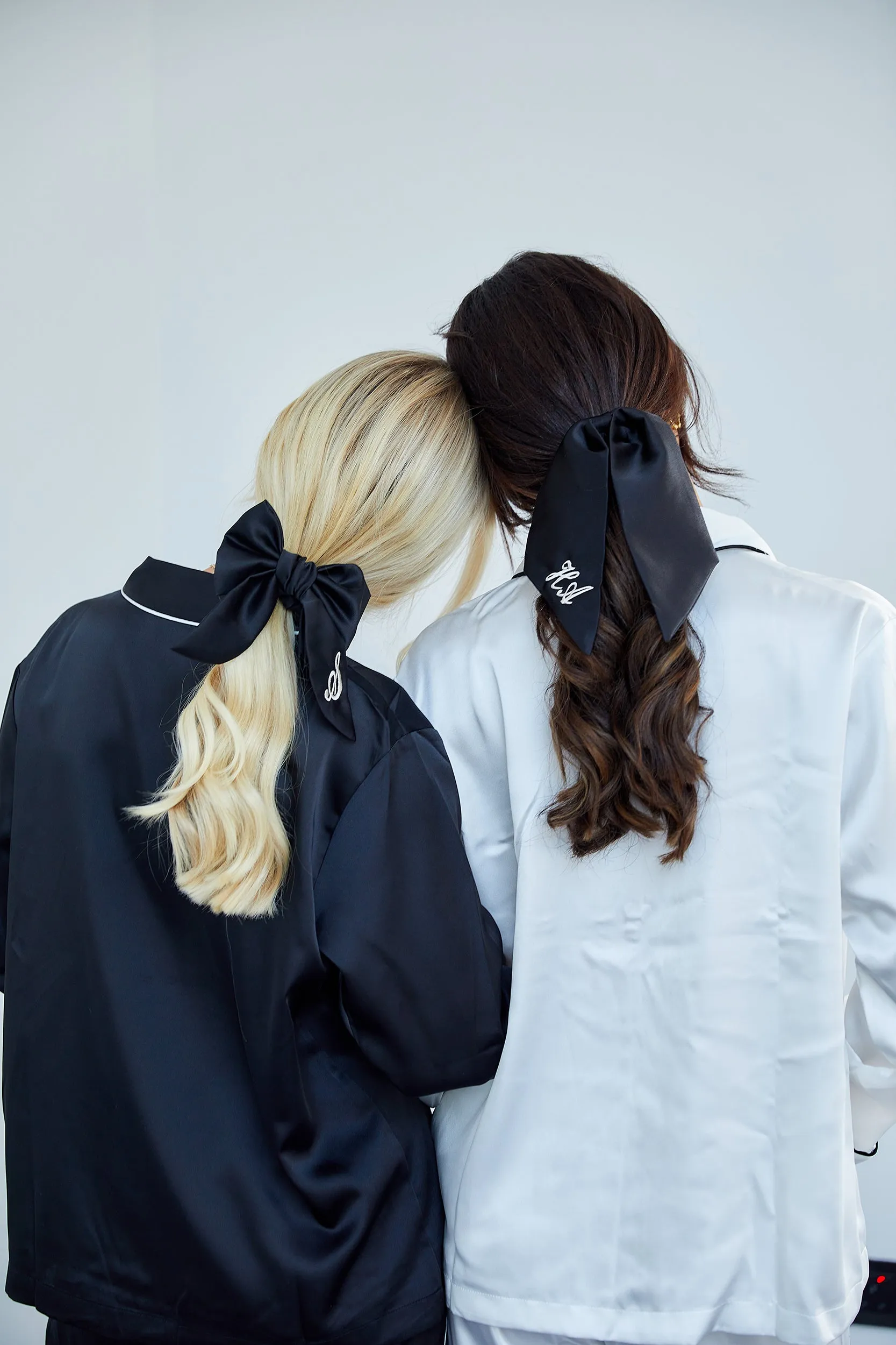 Personalised Satin Hair Ribbon Scrunchie - Black