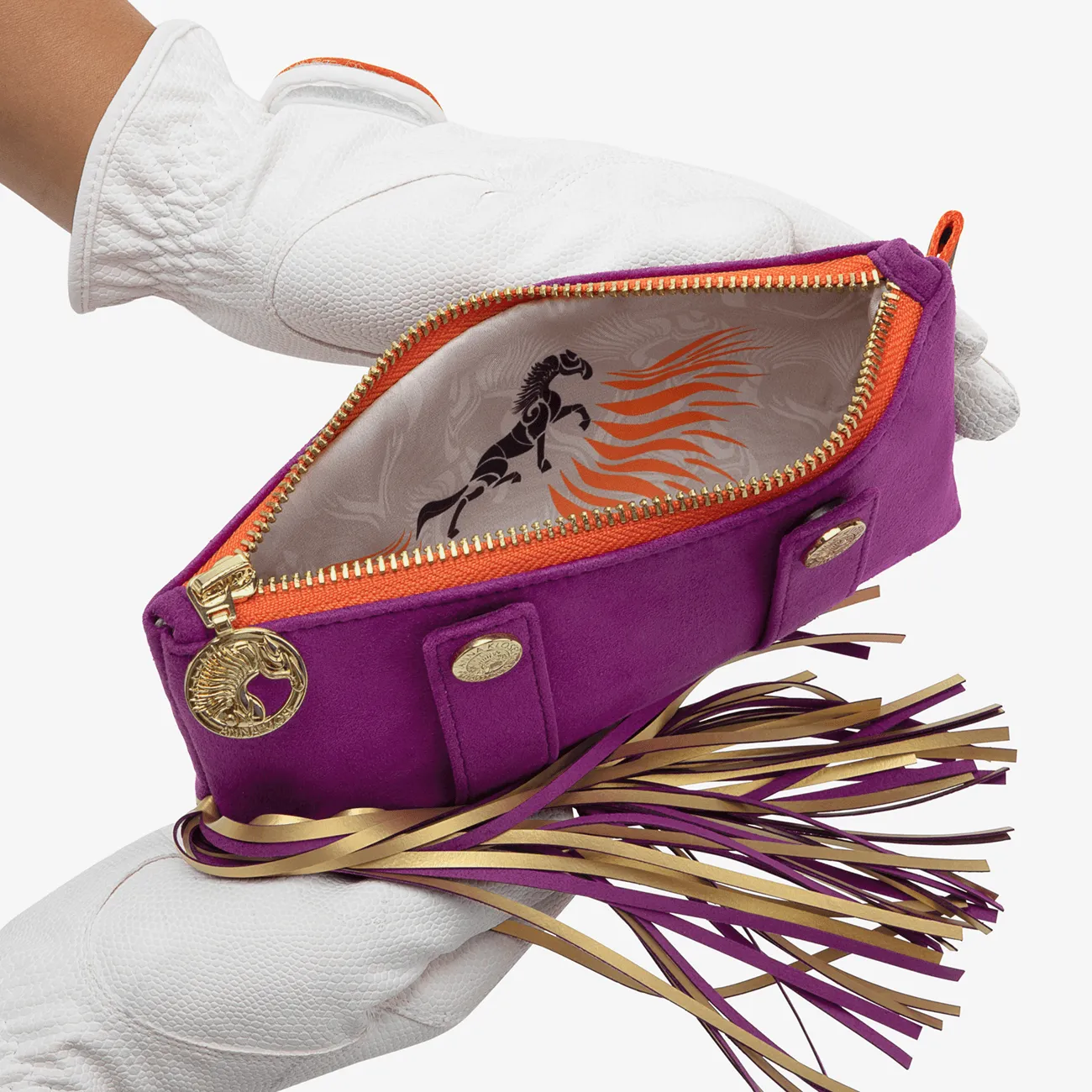 Ponytail Beltbag "Electric Purple" with golden print