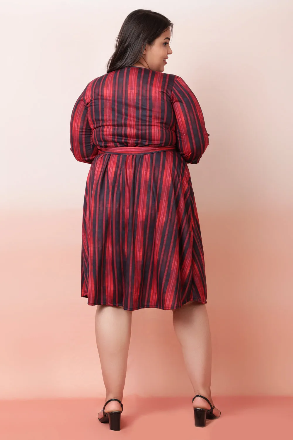 Red Black True Wrap Dress
