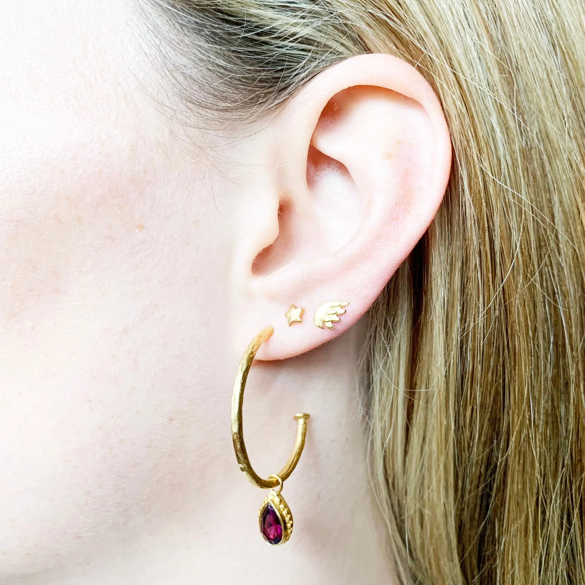 Rhodolite Garnet Midi Hoop Earrings