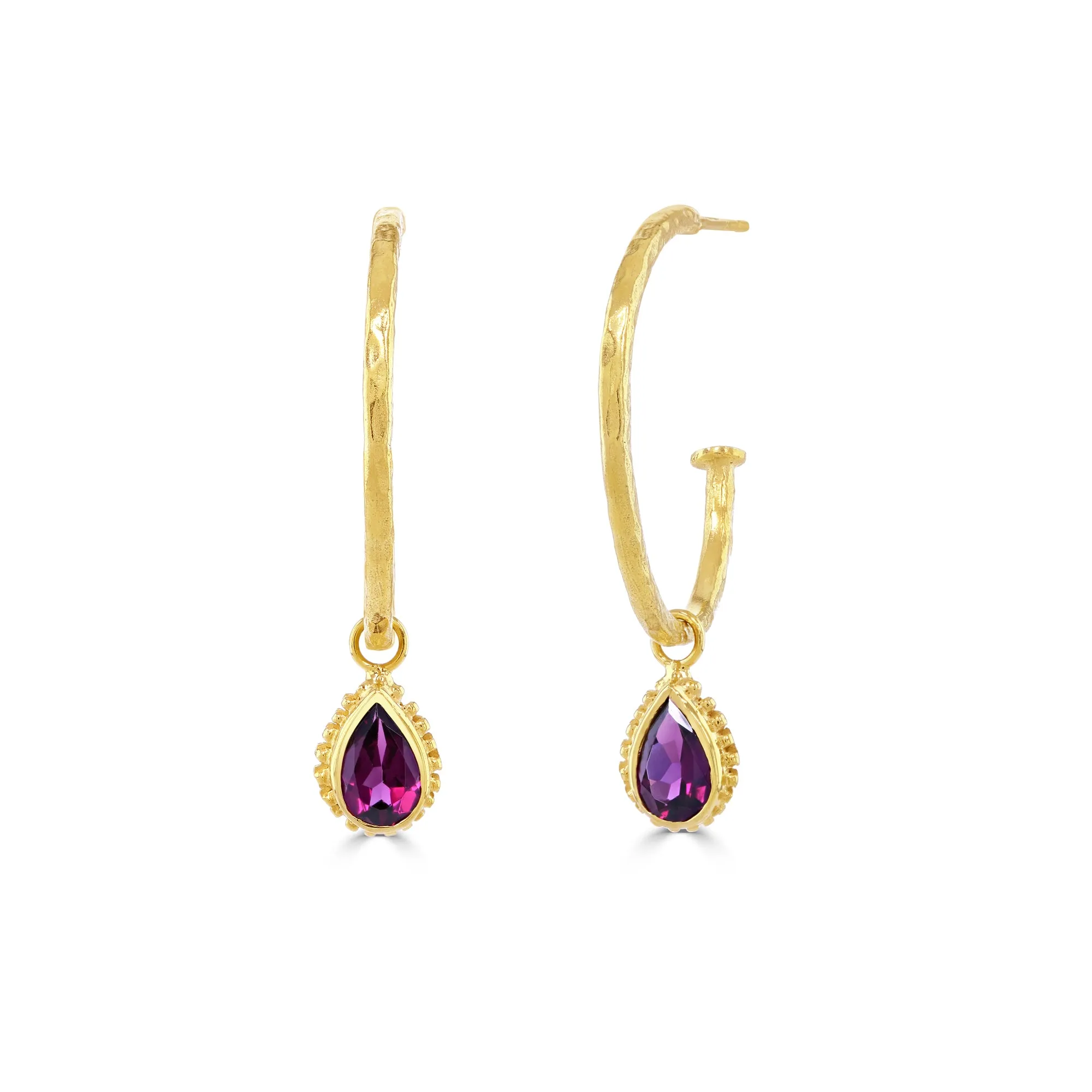 Rhodolite Garnet Midi Hoop Earrings