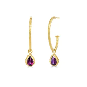 Rhodolite Garnet Midi Hoop Earrings