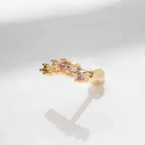 Shooting Star Rainbow & Gold Barbell Earring