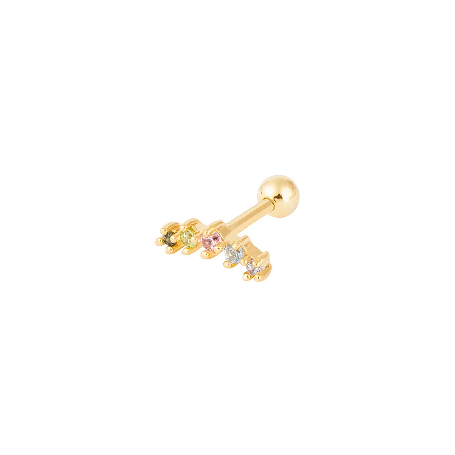 Shooting Star Rainbow & Gold Barbell Earring