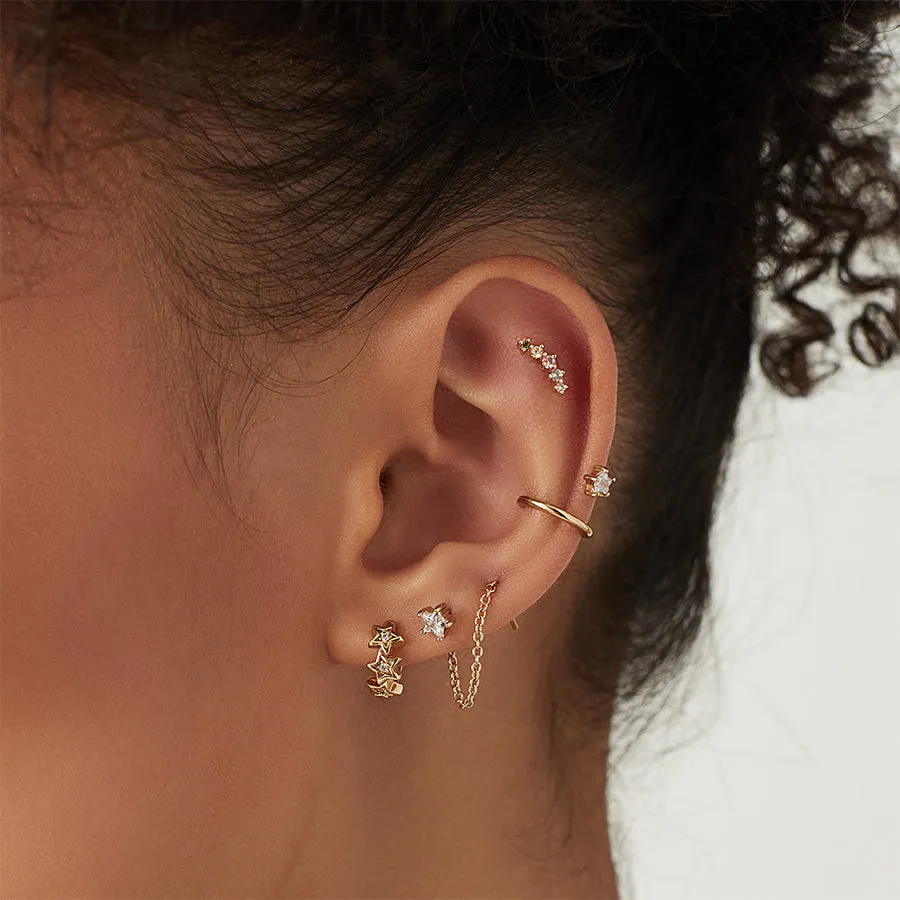 Shooting Star Rainbow & Gold Barbell Earring