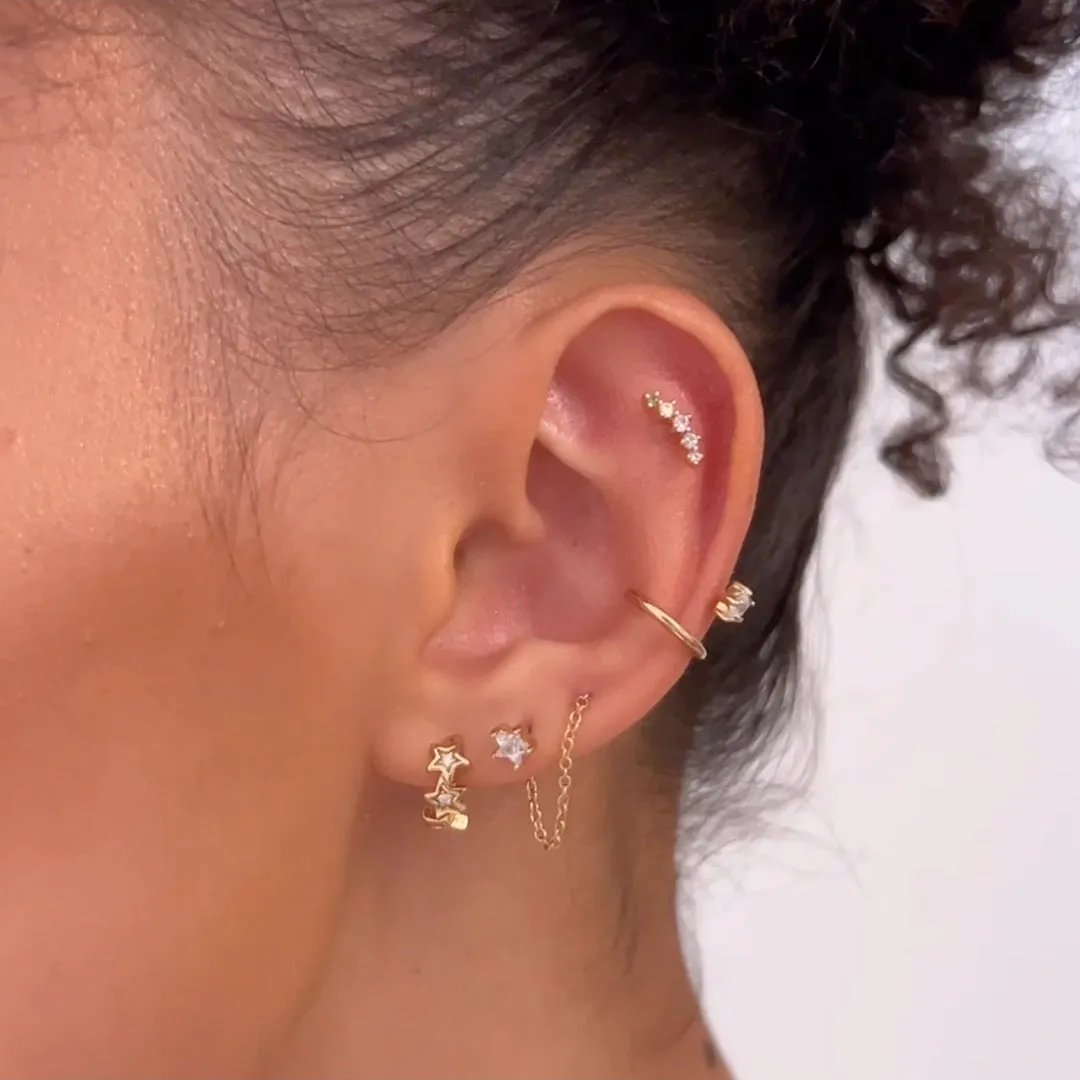 Shooting Star Rainbow & Gold Barbell Earring