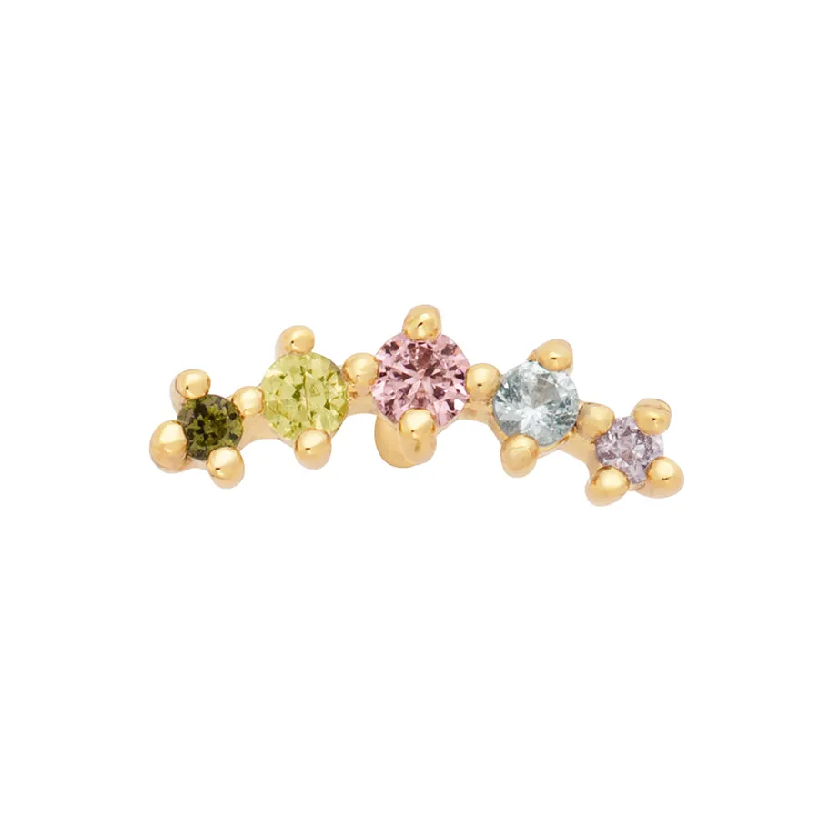 Shooting Star Rainbow & Gold Barbell Earring