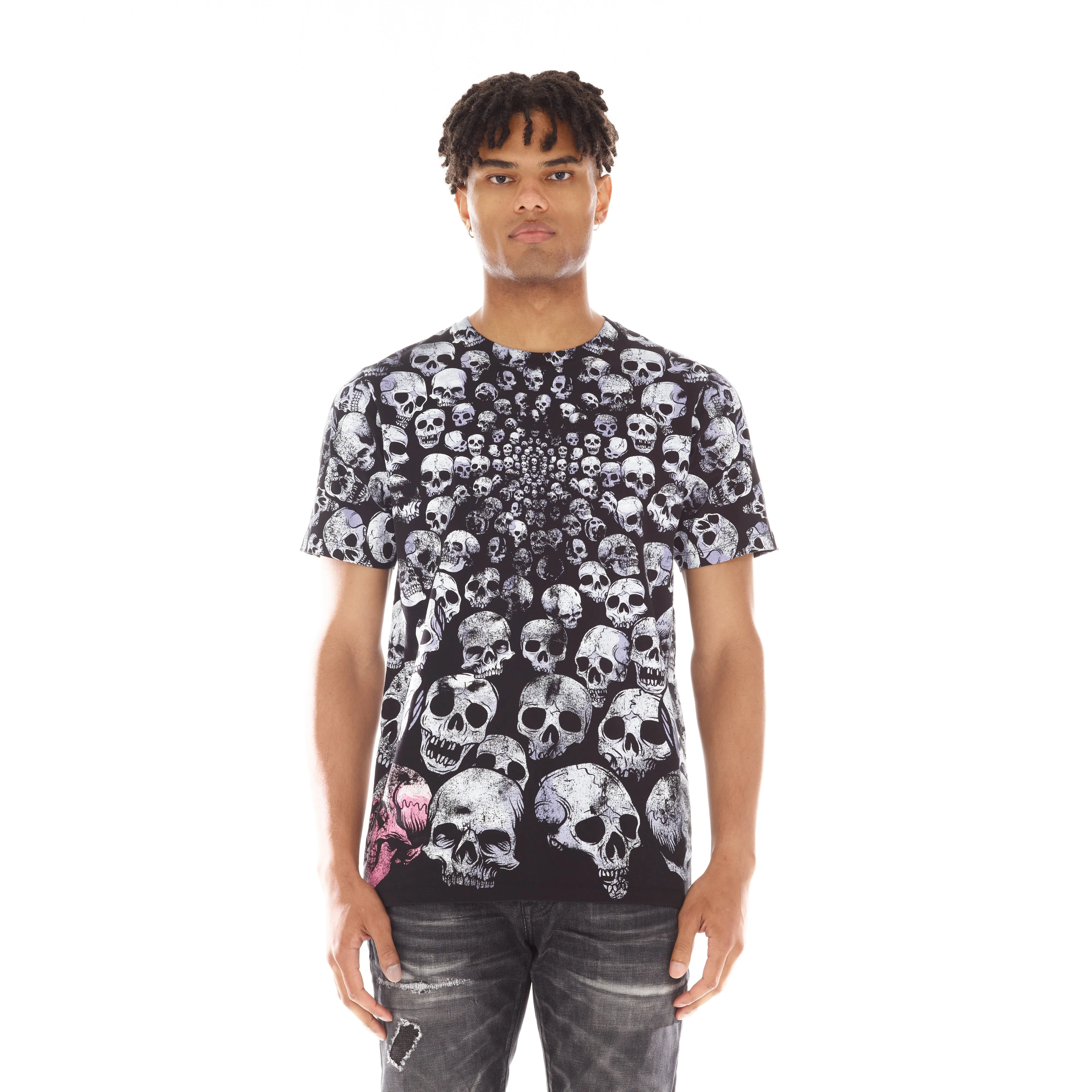 SHORT SLEEVE CREW NECK TEE "GRAVEYARD" IN TIE DYE