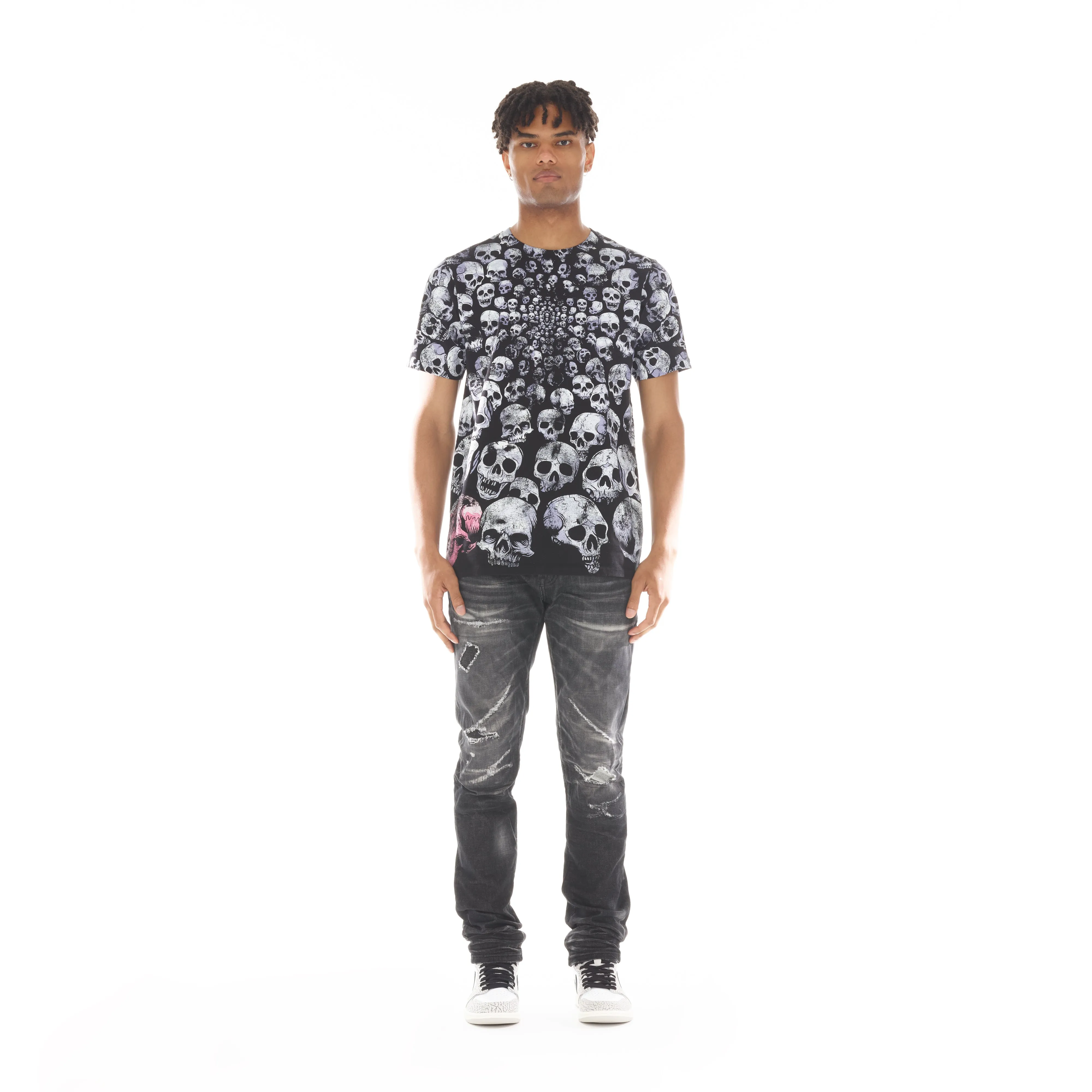 SHORT SLEEVE CREW NECK TEE "GRAVEYARD" IN TIE DYE