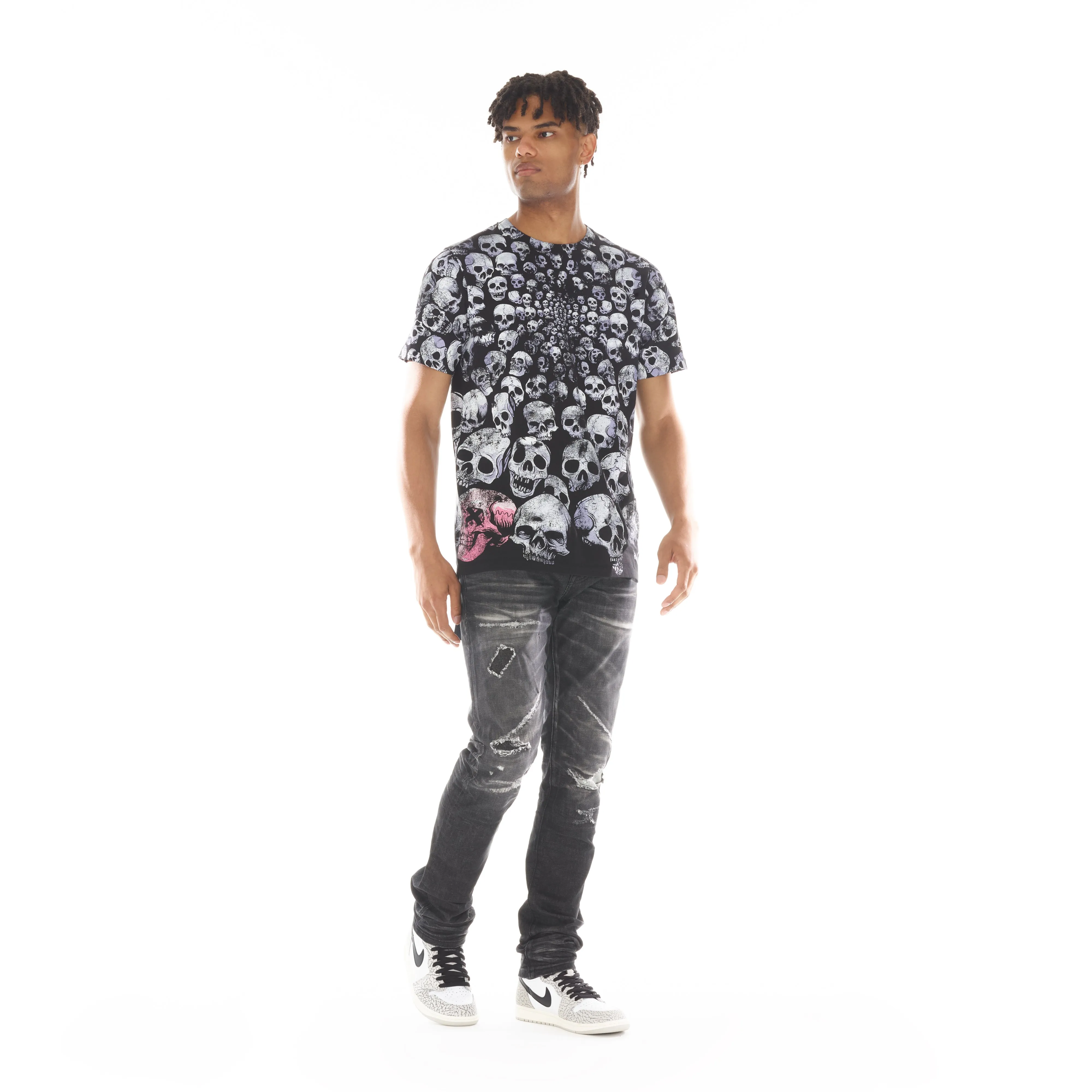 SHORT SLEEVE CREW NECK TEE "GRAVEYARD" IN TIE DYE