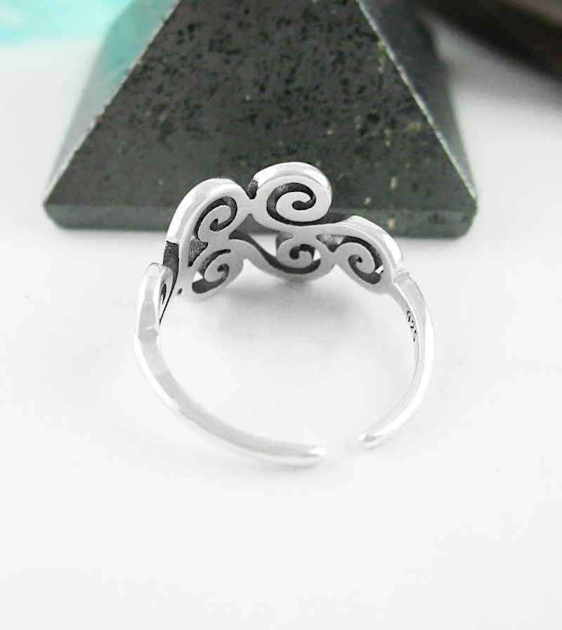 Six Spirals Wind Cloud Toe Midi Knuckle or Pinky Ring, Adjustable