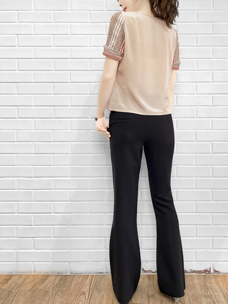 Sparkie Black Flare Leg Stretch Cotton Blend Pants