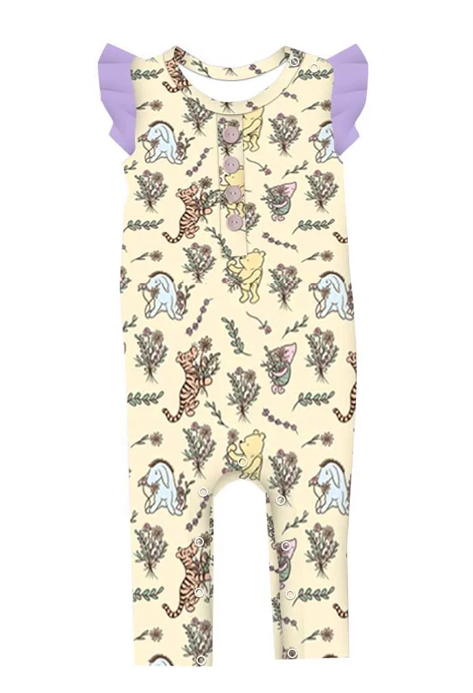 Spring Fever Flowers for Pooh - Bamboo Flutter Sleeve Romper