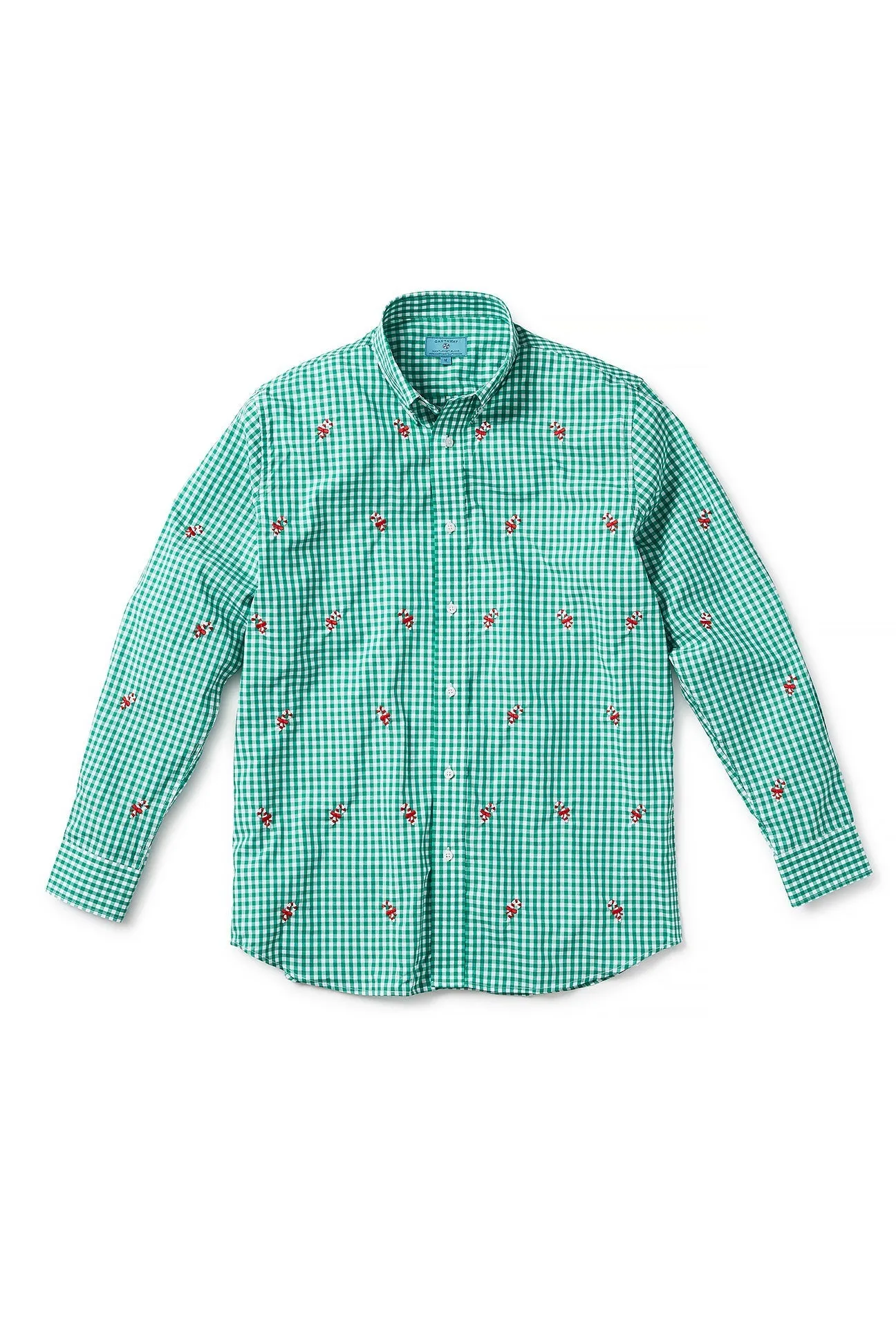 Straight Wharf Shirt Wide Gingham Emerald With Candy Cane