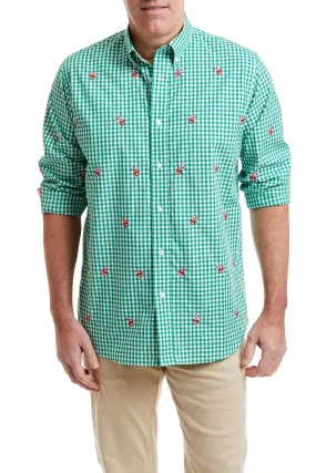 Straight Wharf Shirt Wide Gingham Emerald With Candy Cane