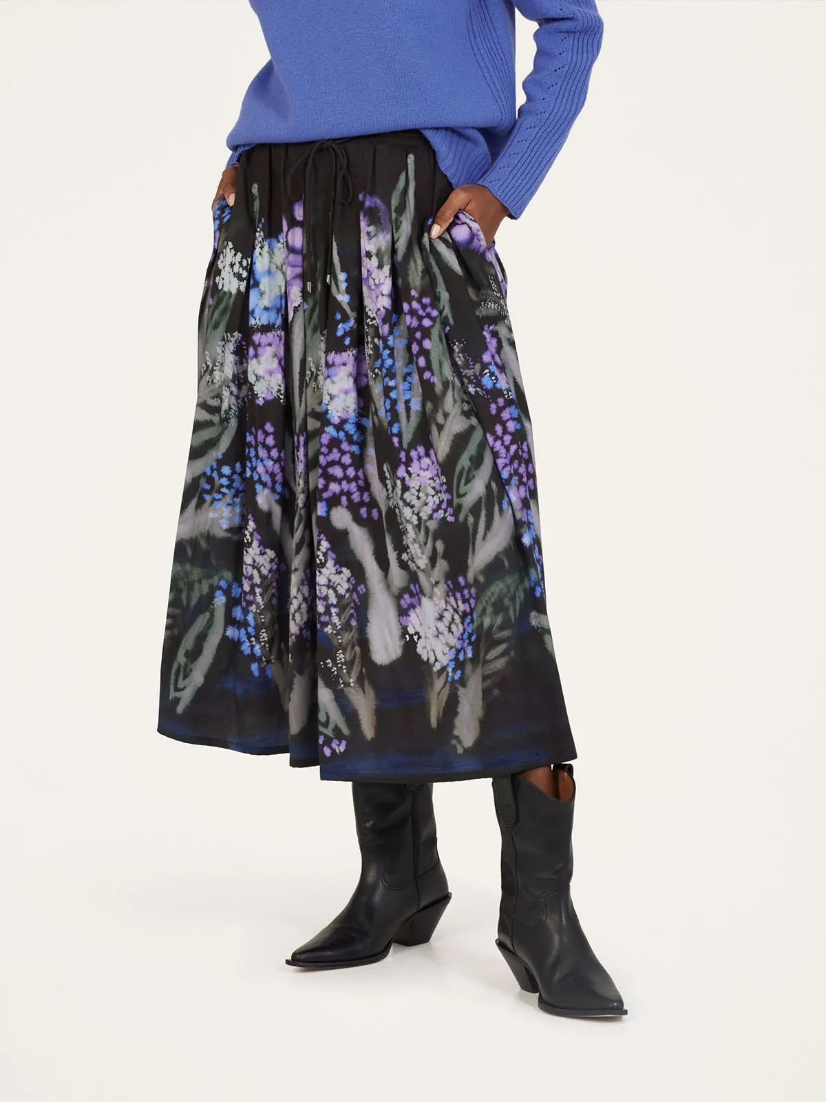 Sylva Tencel™ Crepe Midi Skirt - Black