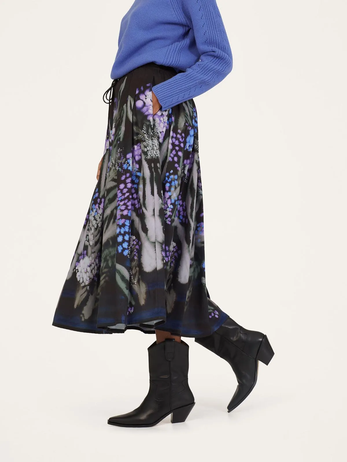 Sylva Tencel™ Crepe Midi Skirt - Black